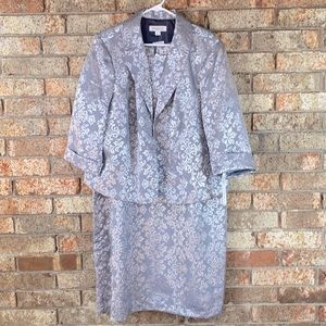 NWT 2-Piece Dress Suit Jacket Silver Women’s Size 22W Danillo MSRP $220 CL